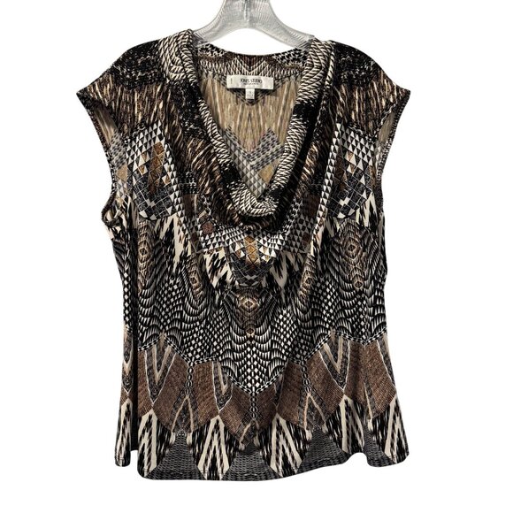 Jones Studio Geometric Print Cowl Neck Sleeveless Top Sz 1X Blouse - Picture 2 of 11